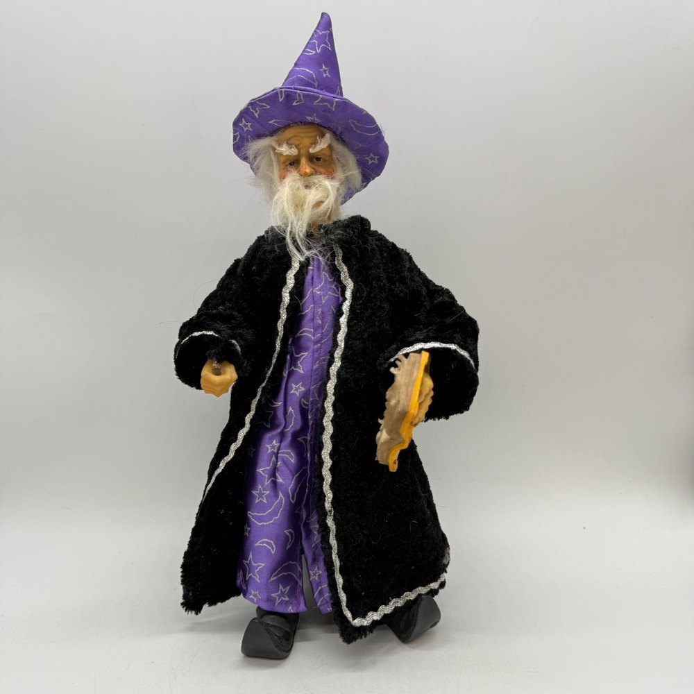 Novelty Inc Wizard Figurine Purple Black Celestial Sorcerer Missing Staff VTG